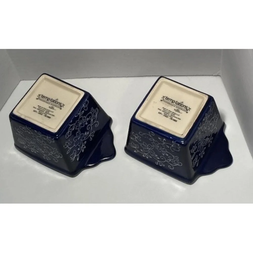 Temp-tations Old World Blue Floral Square Baking Dishes Set‎ of 2 Ovenware